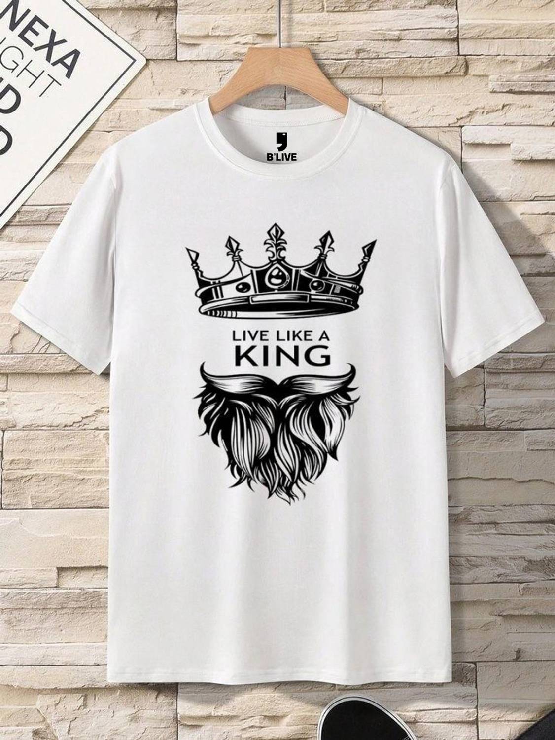 BLIVE Graphic Print Men Round Neck White T-Shirt