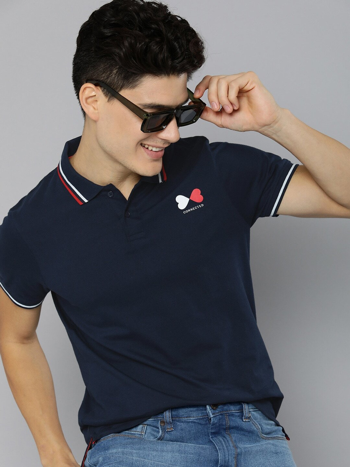 Image of Mast & Harbour Printed Men Polo Neck Green T-Shirt