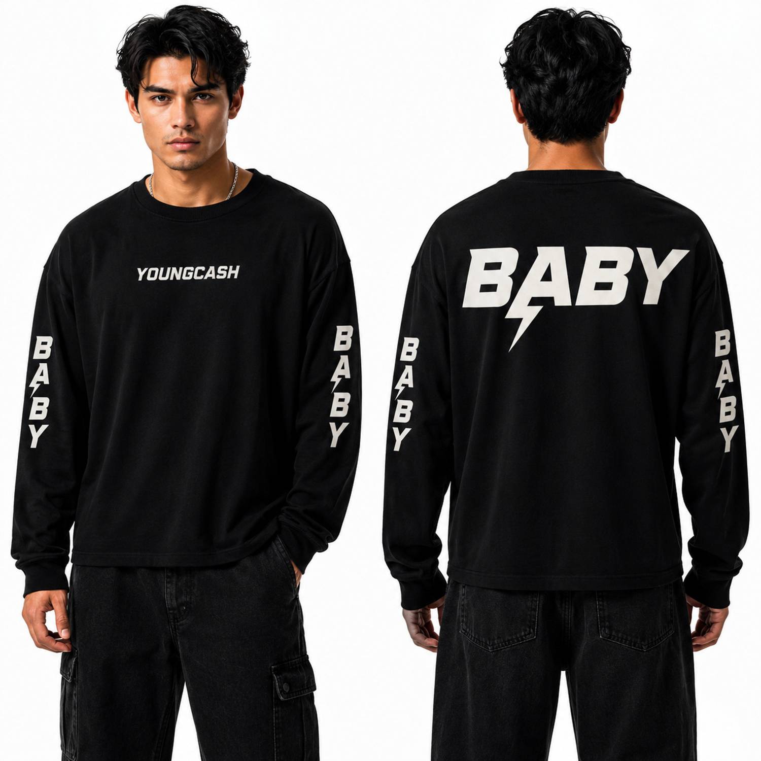 youngcash Typography Men Round Neck Black T-Shirt