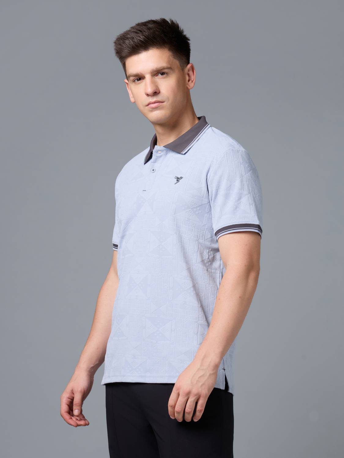 TECHNOSPORT Men Polo Neck Blue T-Shirt - Image 3