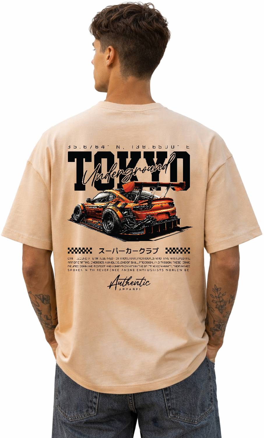 Absolute Defense Printed Men Round Neck Beige T-Shirt