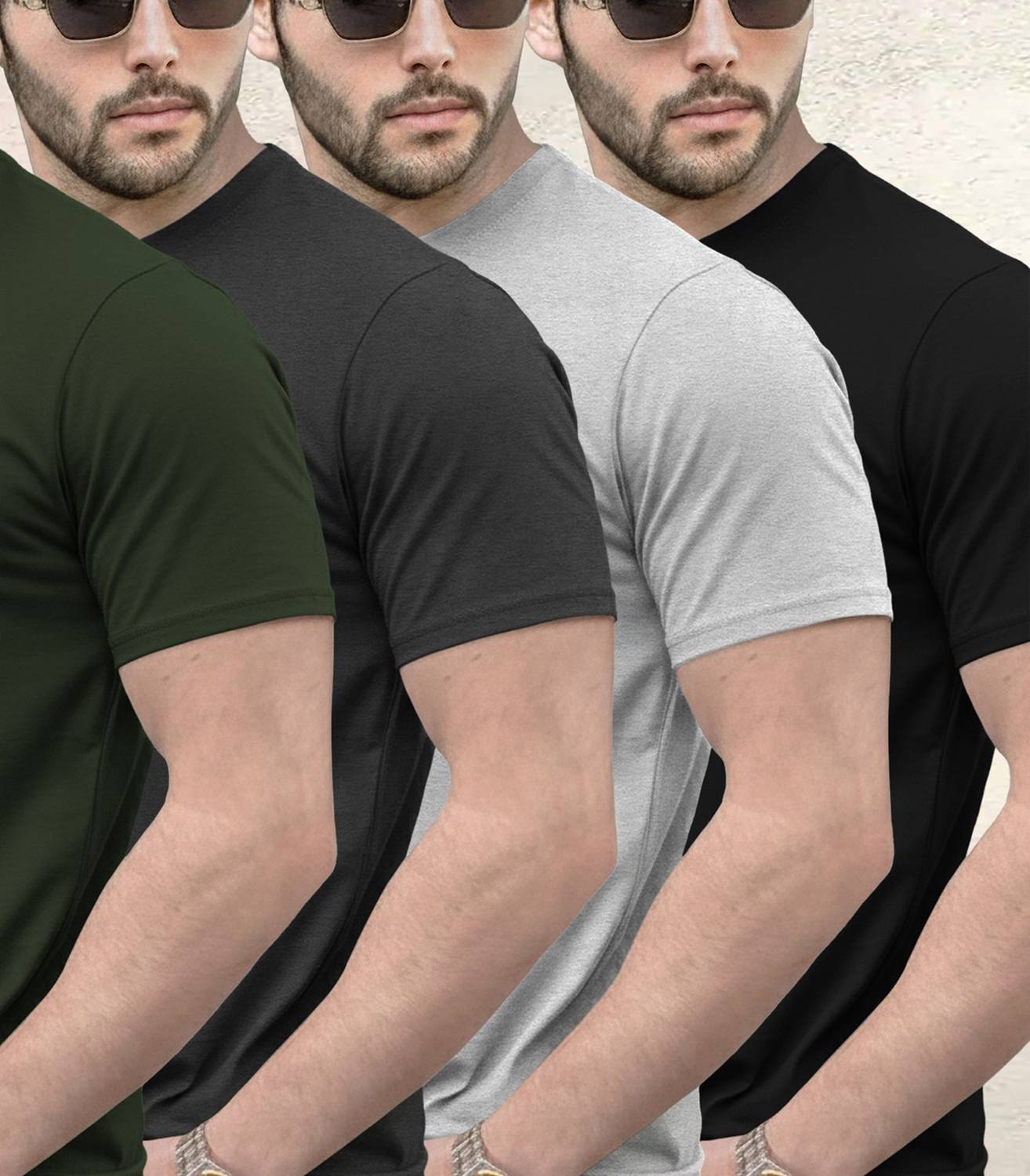 TRIPR Multicolor Men's Round Neck T-Shirt Pack of 4 - Image 5