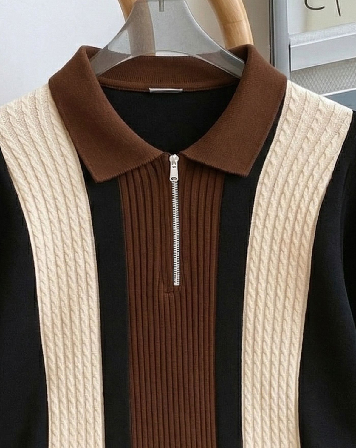 Image of AOOSH Striped Men Polo Neck Multicolor T-Shirt