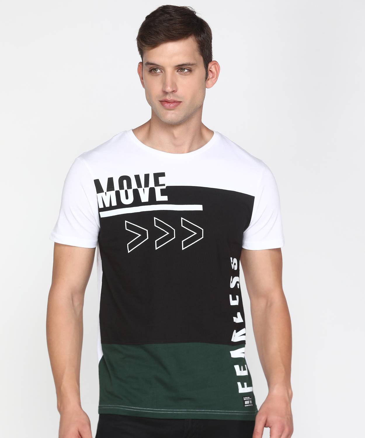Aditya Birla - abof Printed Men Crew Neck White T-Shirt