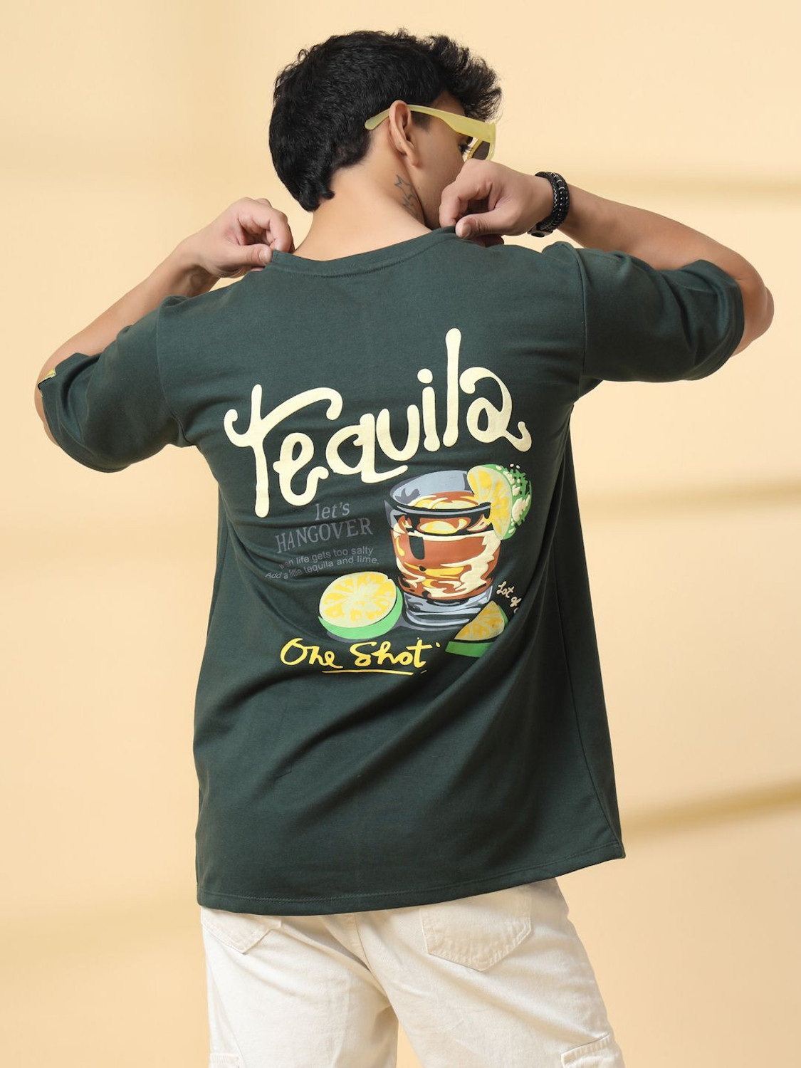 Image of RIGO Printed Men Round Neck Green T-Shirt