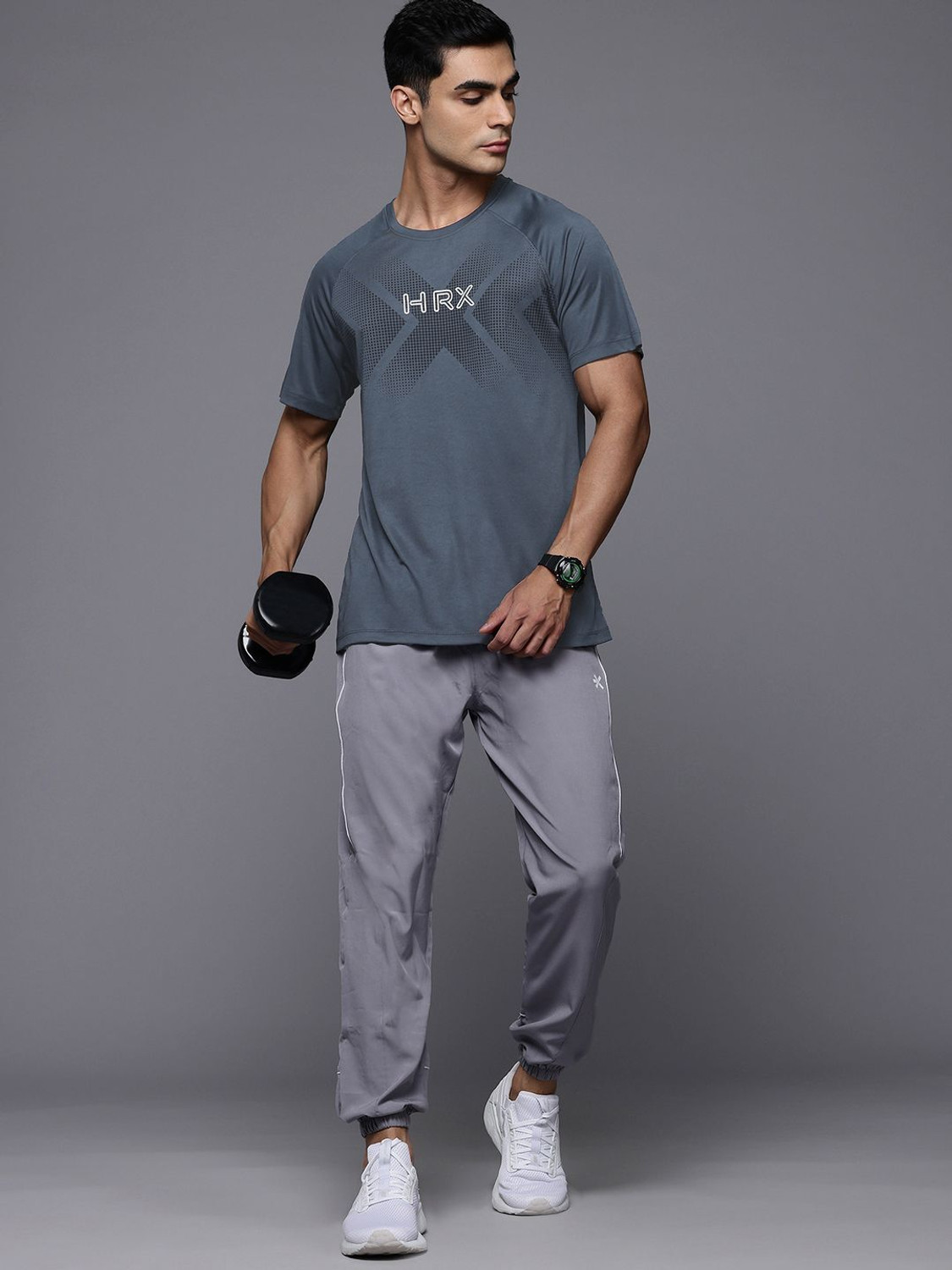 Image of HRX by Hrithik Roshan Printed Men Round Neck Blue T-Shirt