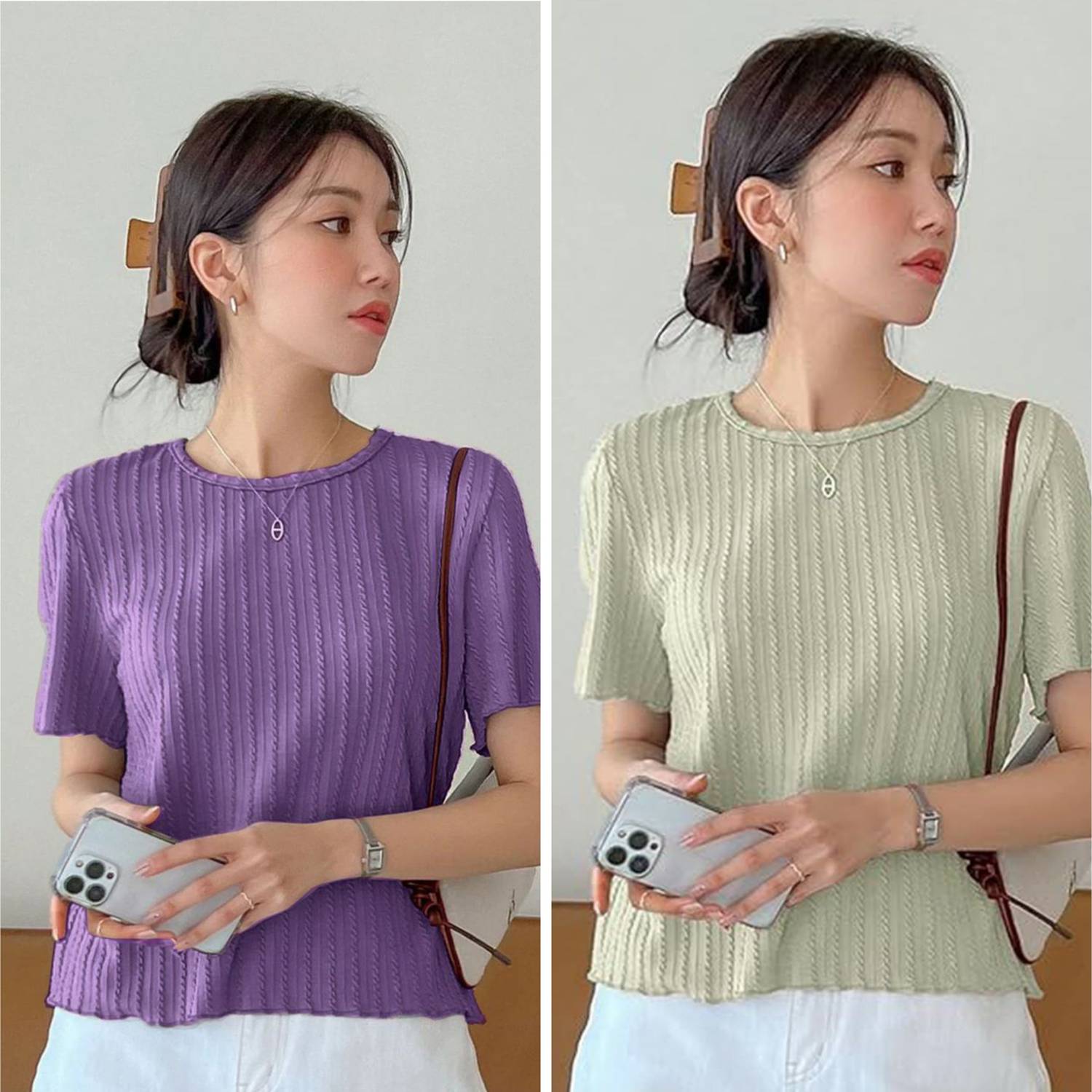 1stLov Self Design Women Round Neck Multicolor T-Shirt