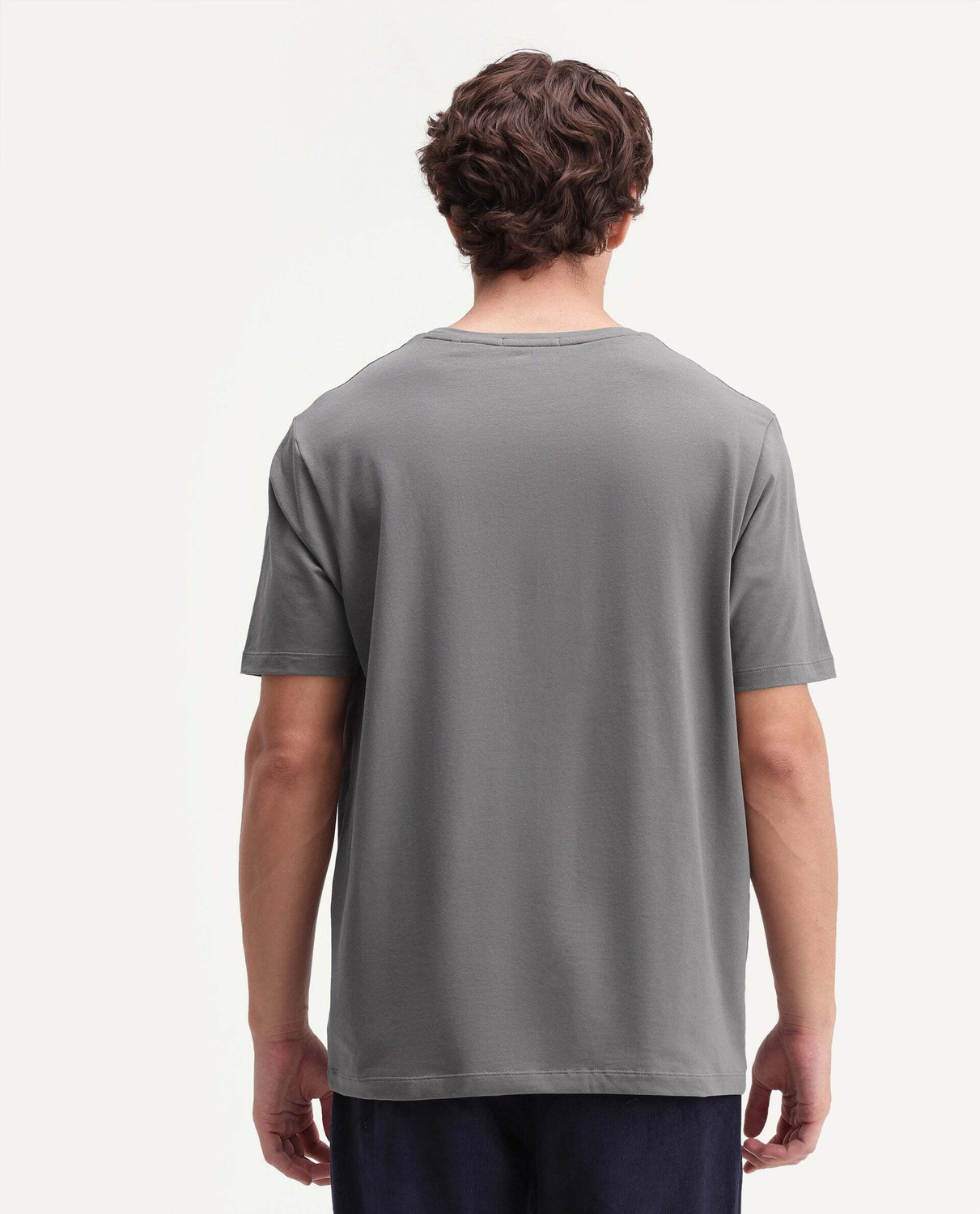Image of RARE RABBIT Solid Men Crew Neck Grey T-Shirt