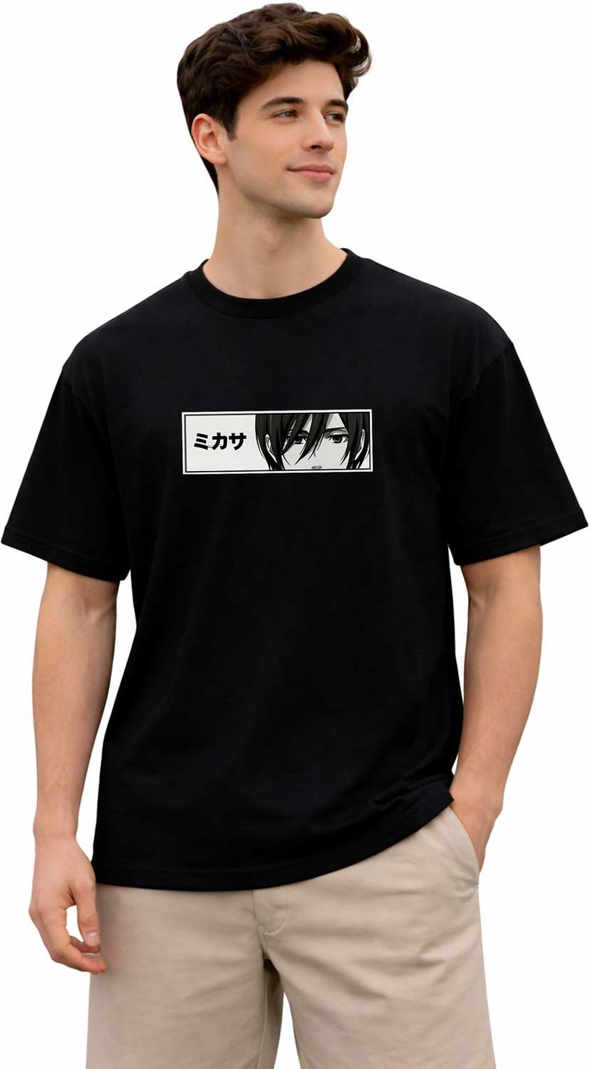 Image of YI FASHION Printed Men Round Neck Black T-Shirt