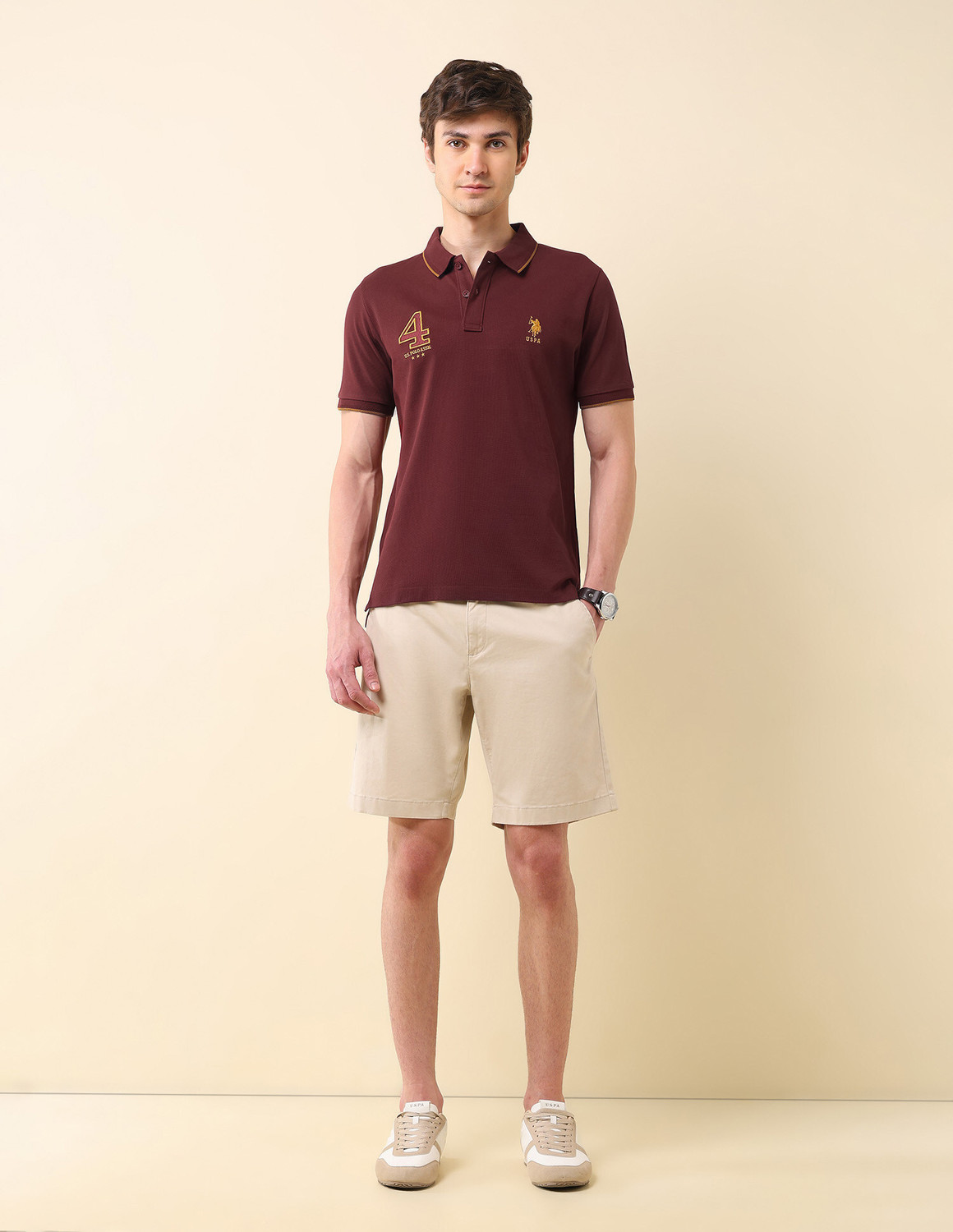 Image of U.S. POLO ASSN. Printed Men Polo Neck Red T-Shirt