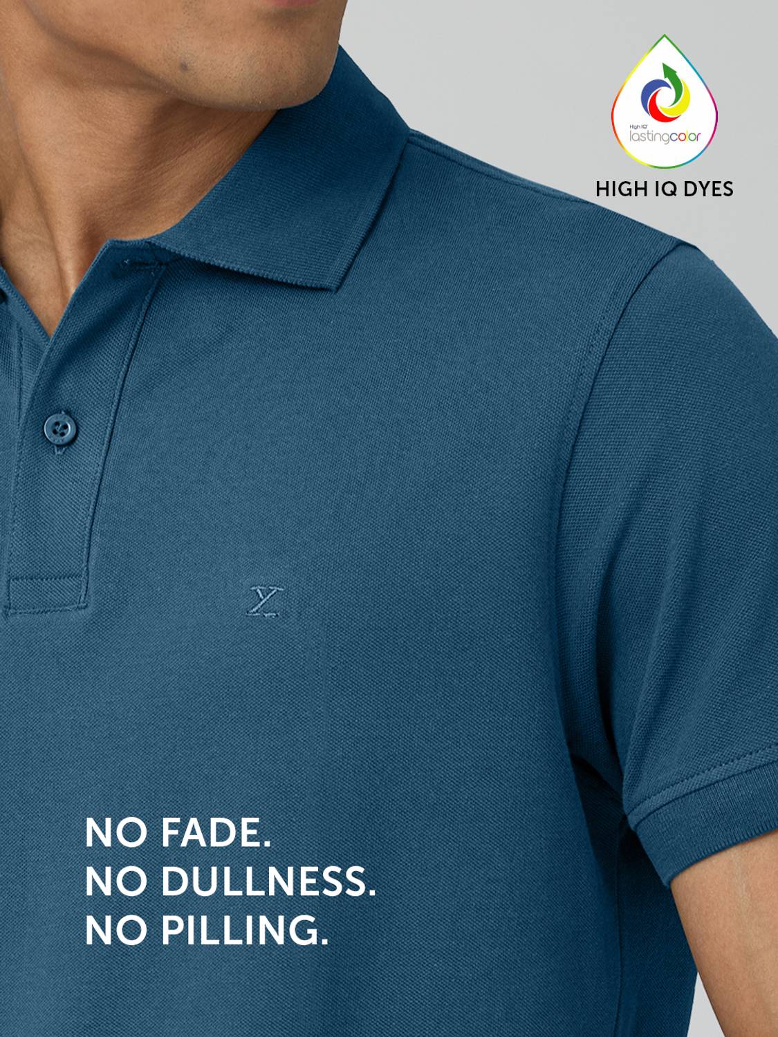 XYXX Solid Men Polo Neck Blue T-Shirt Pack of 1 - Image 3