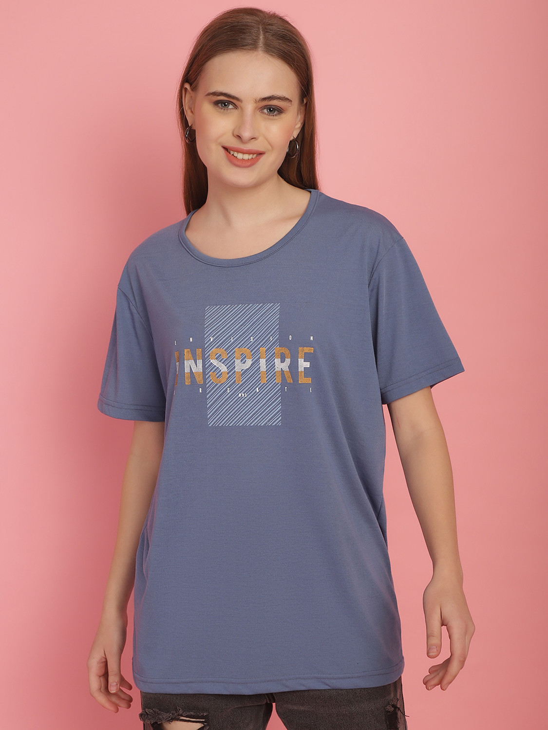 Image of MACK JONNEY Printed Women Round Neck Multicolor T-Shirt