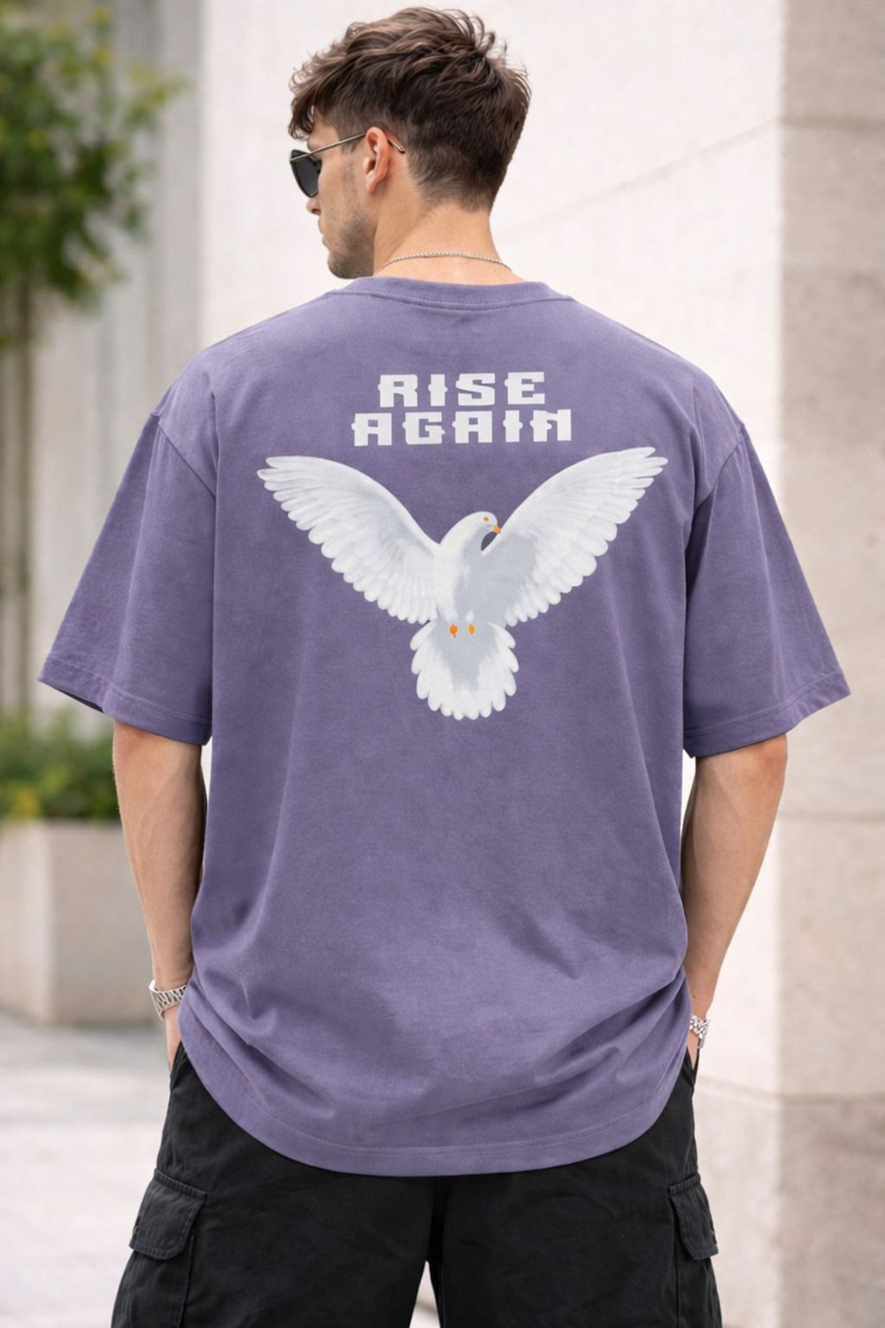 Image of PATOIS Graphic Print Men Round Neck Purple T-Shirt