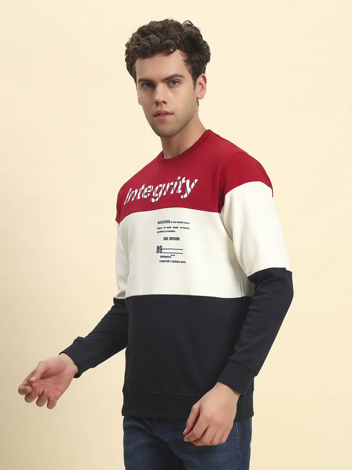 CANTABIL Men Dark Blue Round Neck T-Shirt - Image 3