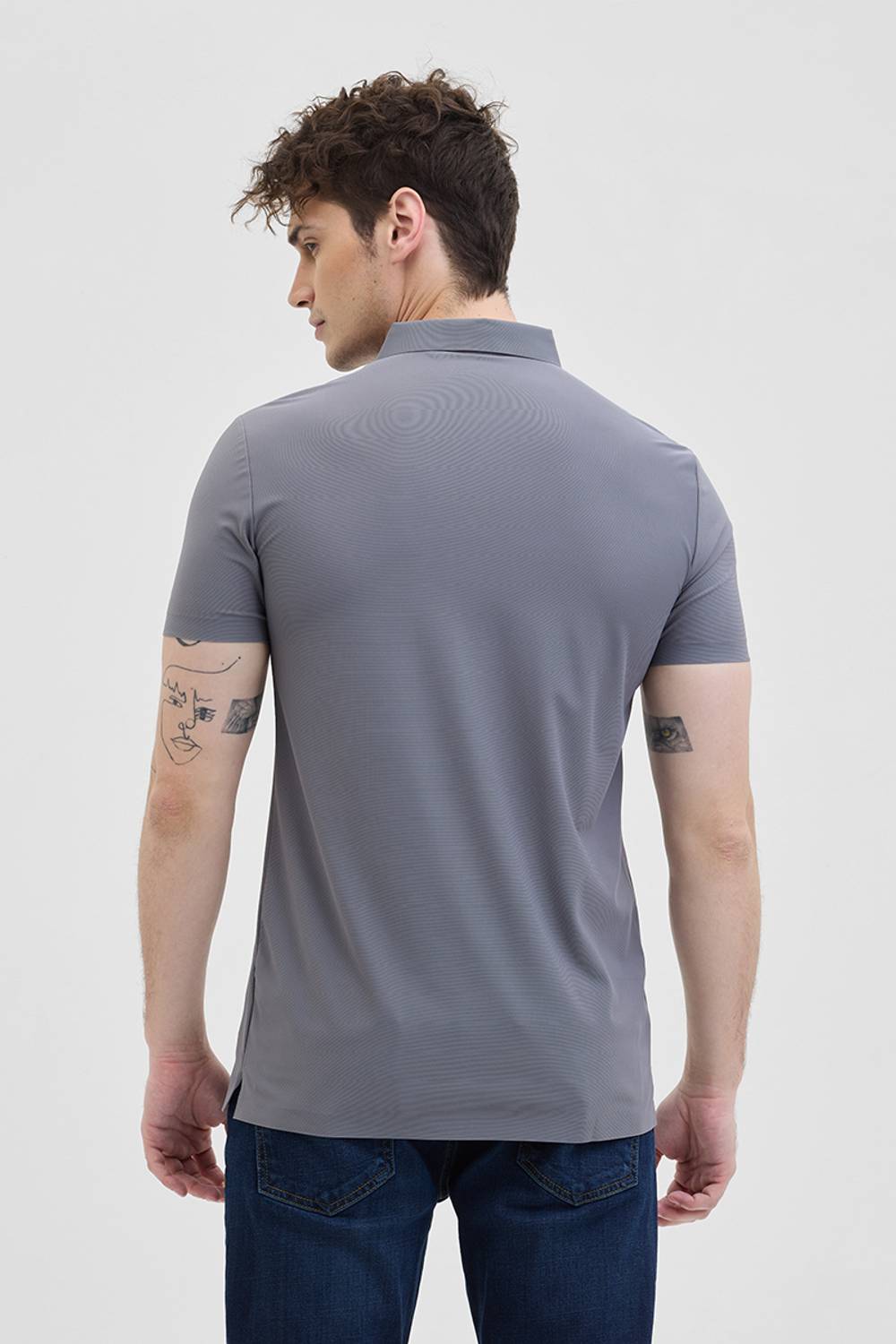 Snitch Men Grey Polo Neck T-Shirt - Image 2