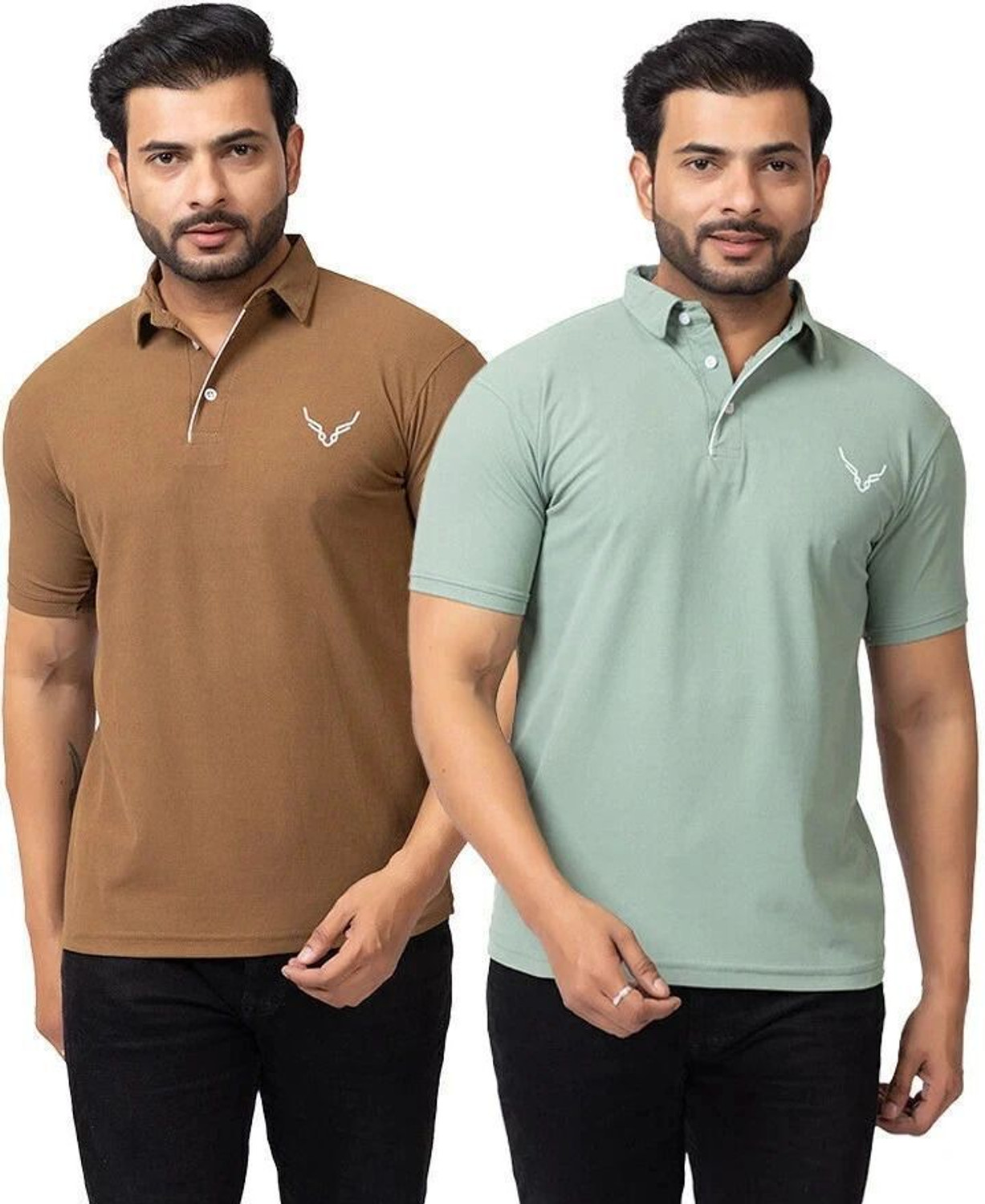 Image of BUFFARO Solid Men Polo Neck Multicolor T-Shirt