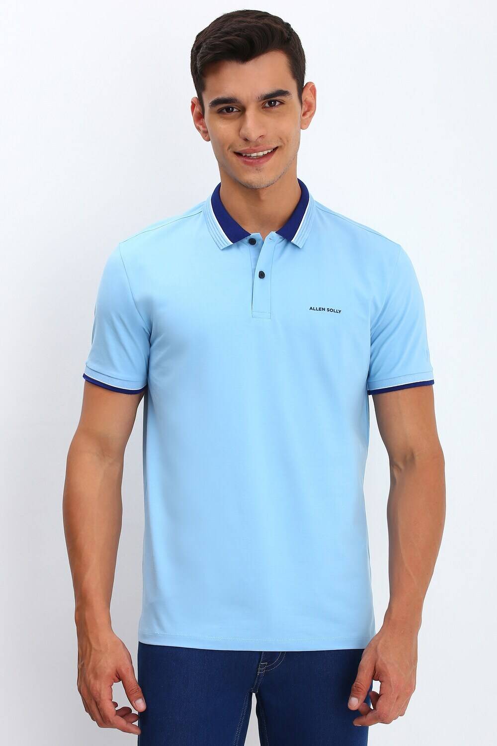 Allen Solly Solid Men Polo Neck Blue T-Shirt