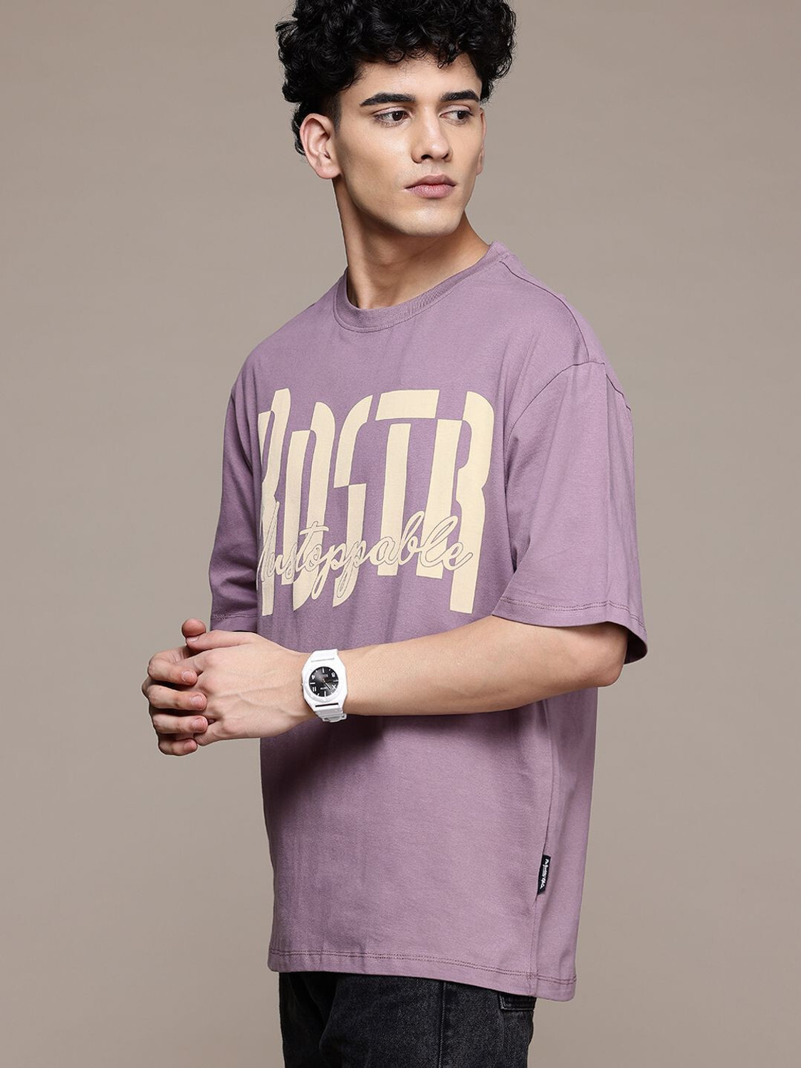 Image of Roadster Printed Men Round Neck Brown T-Shirt