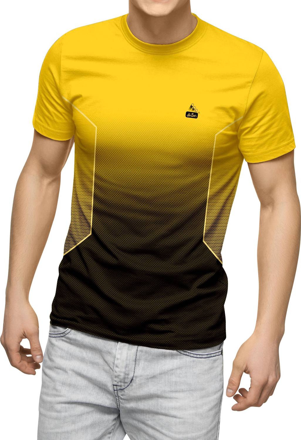 dhaari by unique creation Men Printed Round Neck Polyester Beige