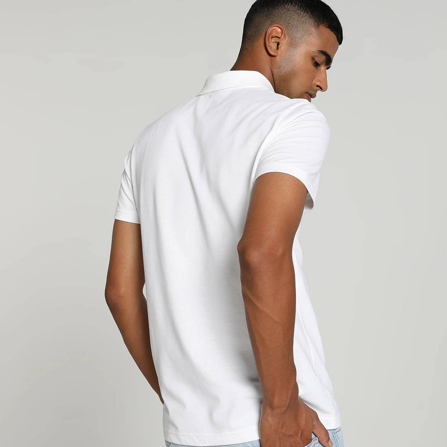 PUMA Men White Polo Neck T-Shirt - Image 4