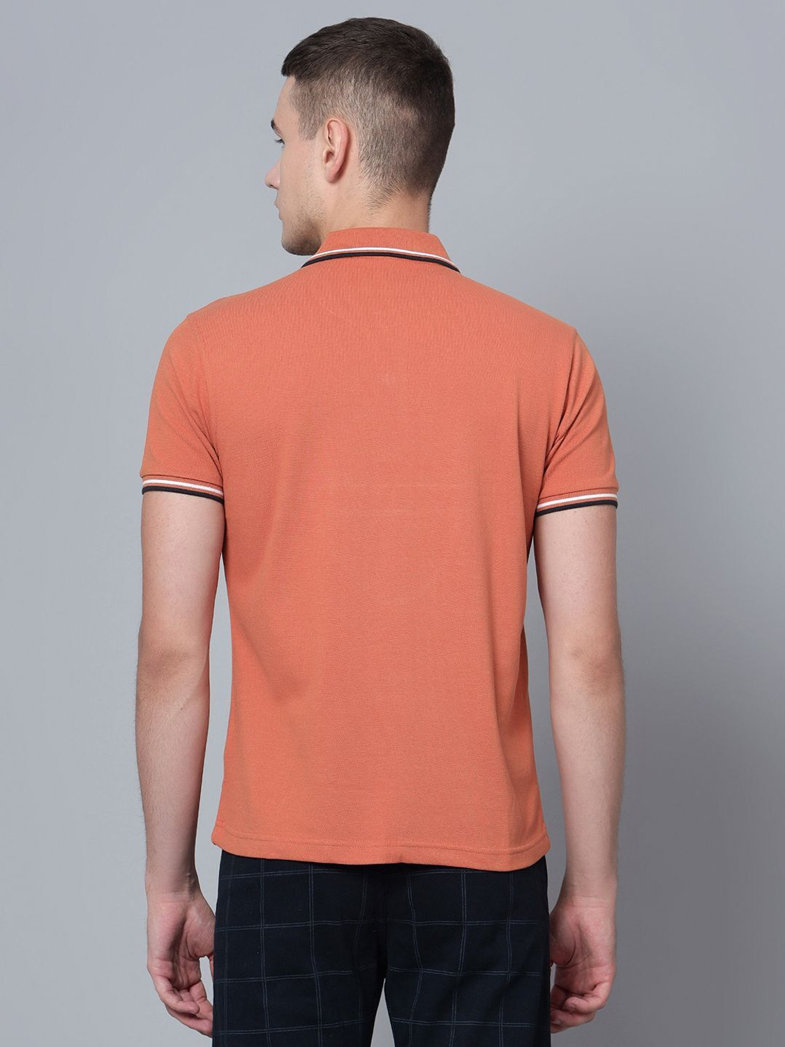 Image of CANTABIL Solid Men Polo Neck Brown T-Shirt