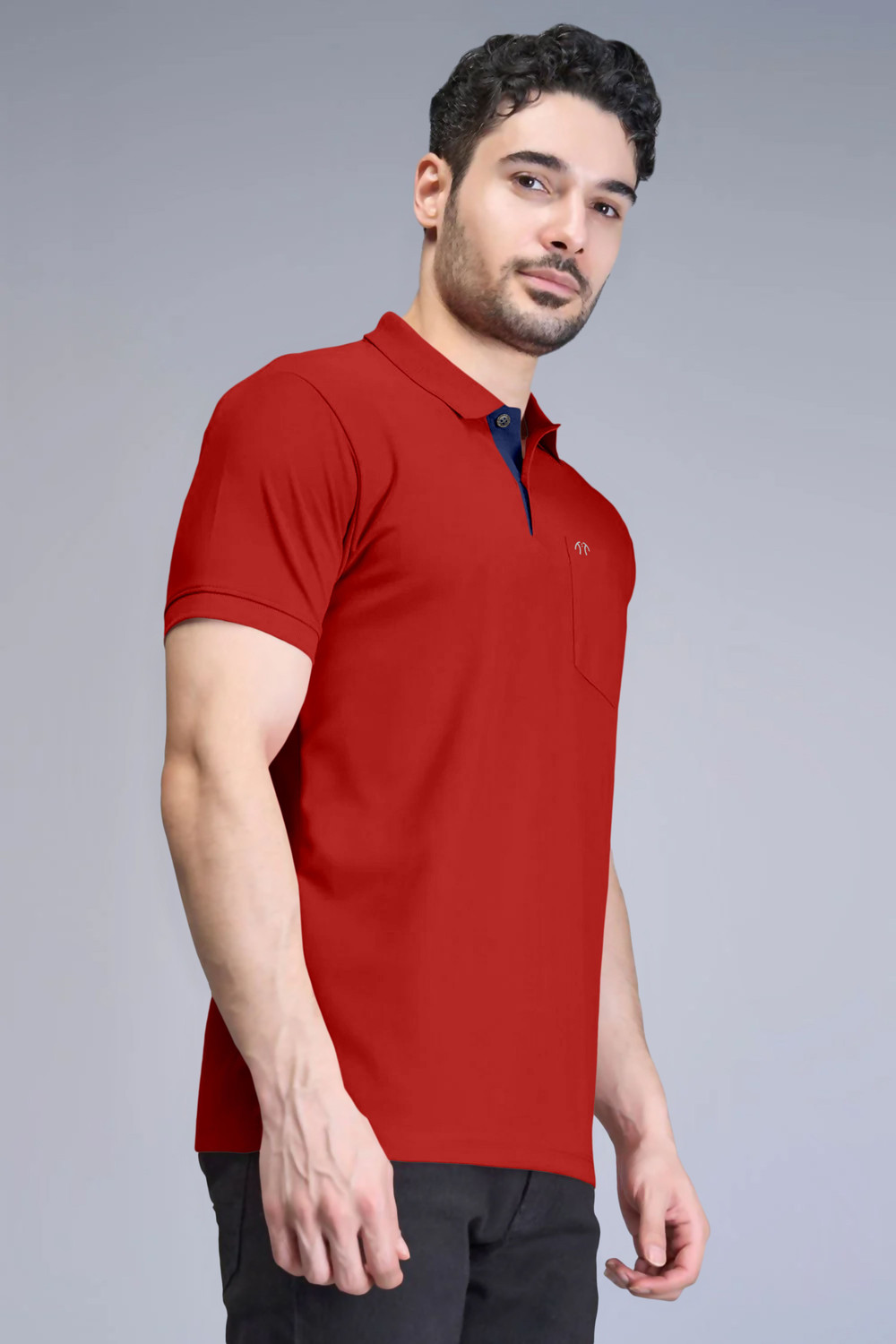 Image of Triptee Solid Men Polo Neck Red T-Shirt