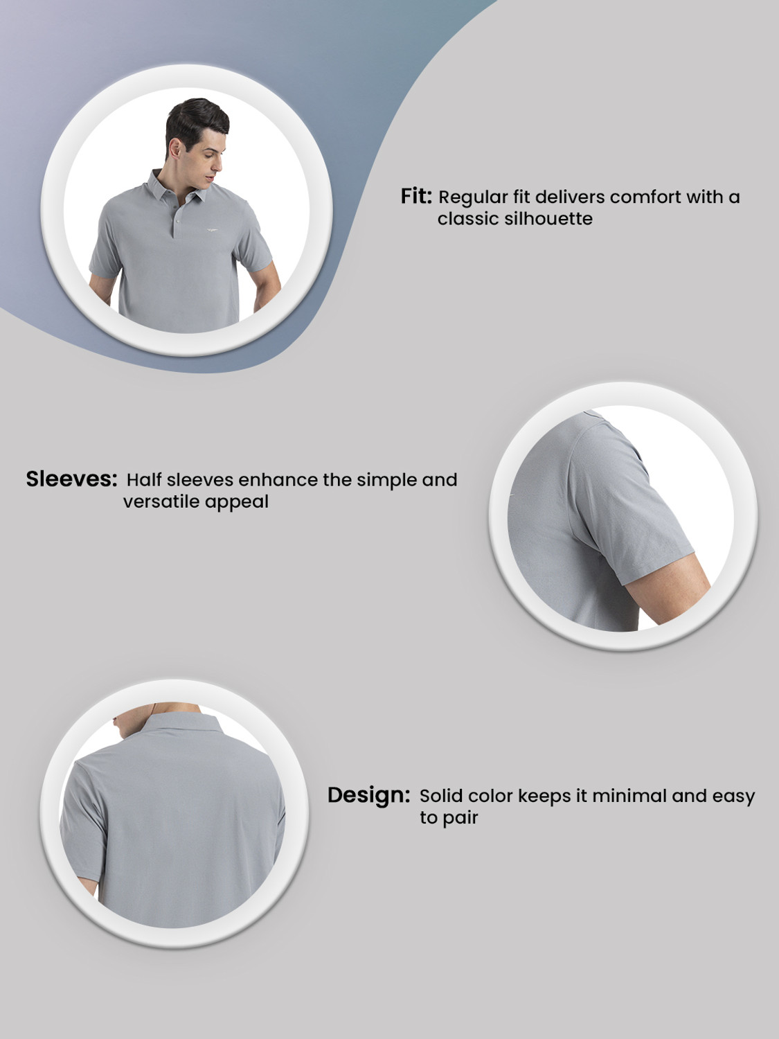 Image of RED TAPE Solid Men Polo Neck Grey T-Shirt