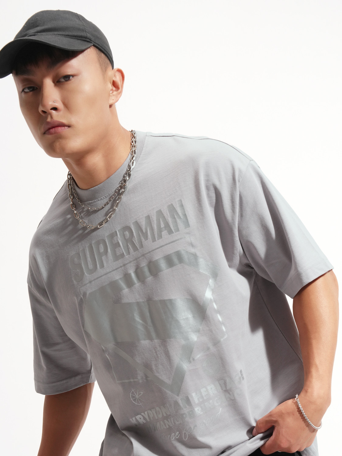 Image of HIGHLANDER Printed Men Round Neck Grey T-Shirt