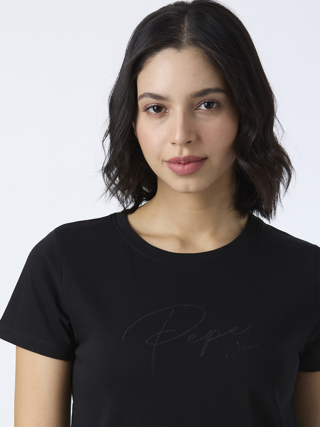 Image of Pepe Jeans Solid Women Round Neck Black T-Shirt