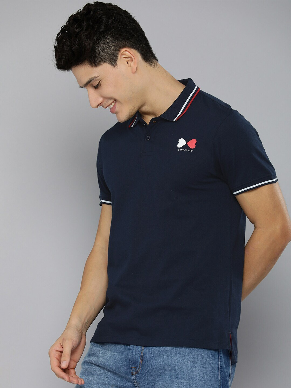 Image of Mast & Harbour Printed Men Polo Neck Green T-Shirt