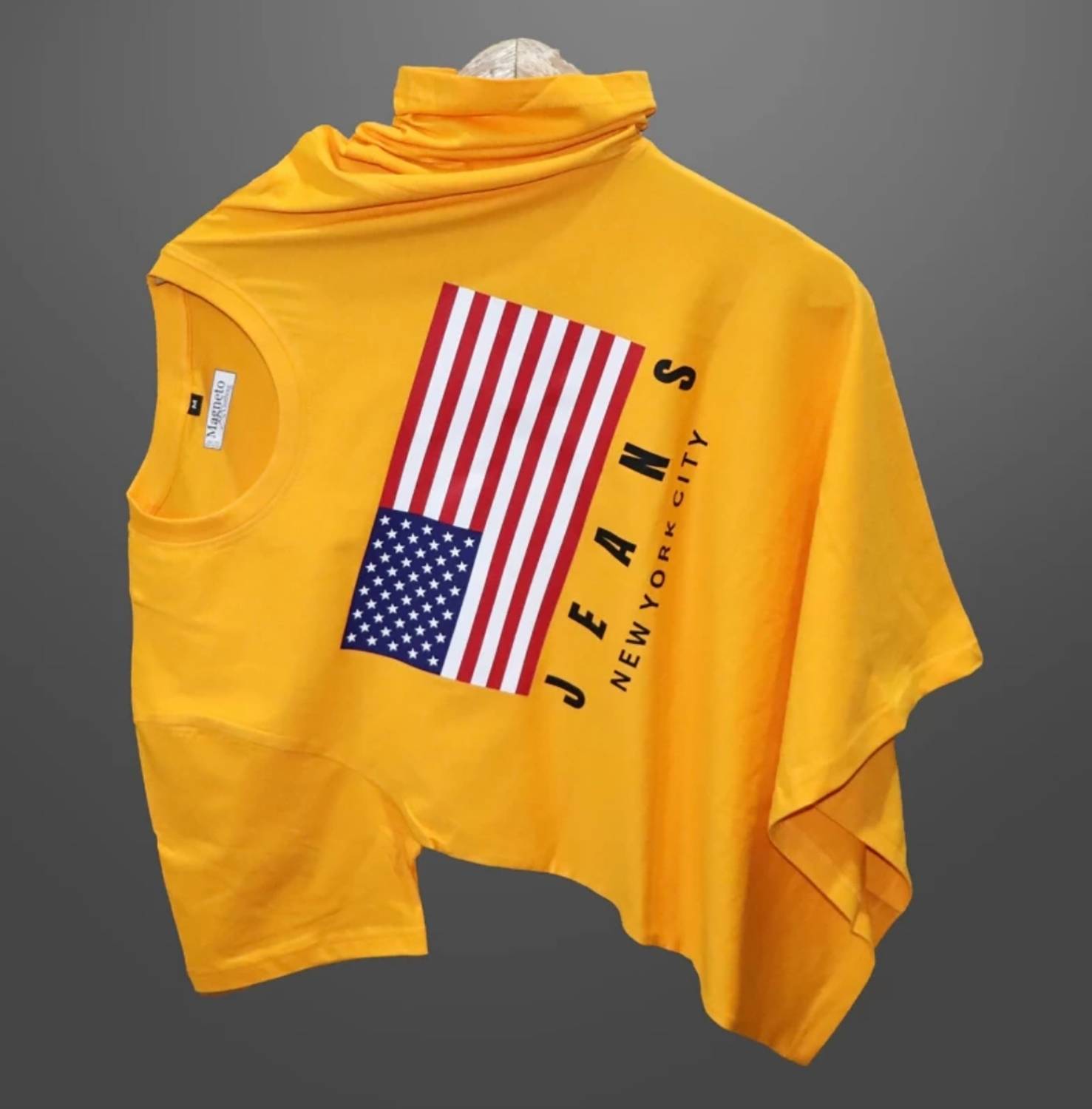 Magneto Men Printed, Typography Round Neck Pure Cotton Yellow T-S