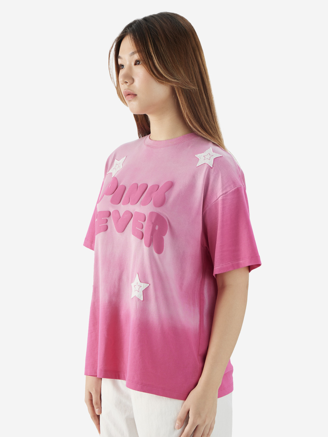 Image of The Souled Store Embroidered Women Round Neck Pink T-Shirt