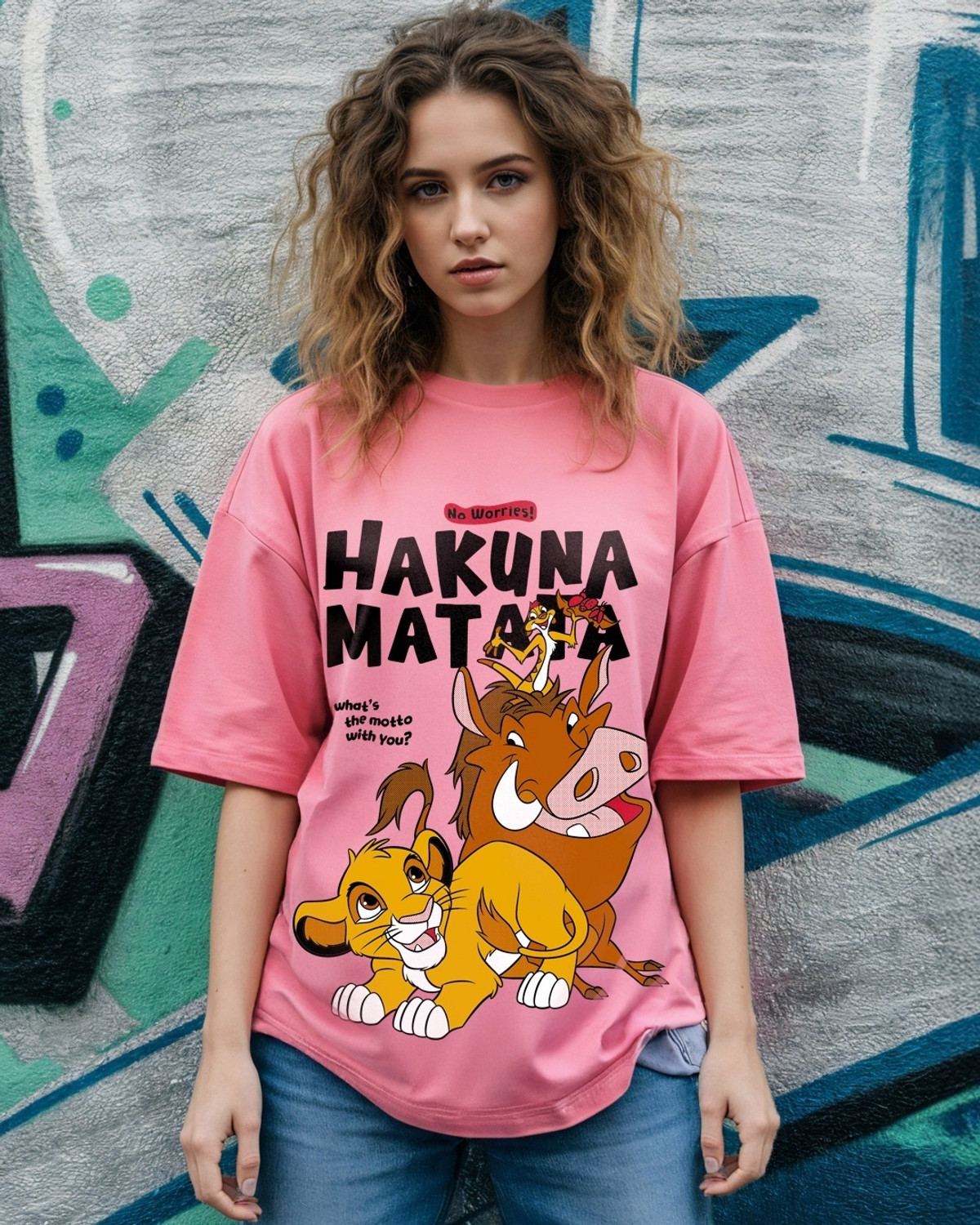 Image of BEWAKOOF Graphic Print Women Round Neck Pink T-Shirt