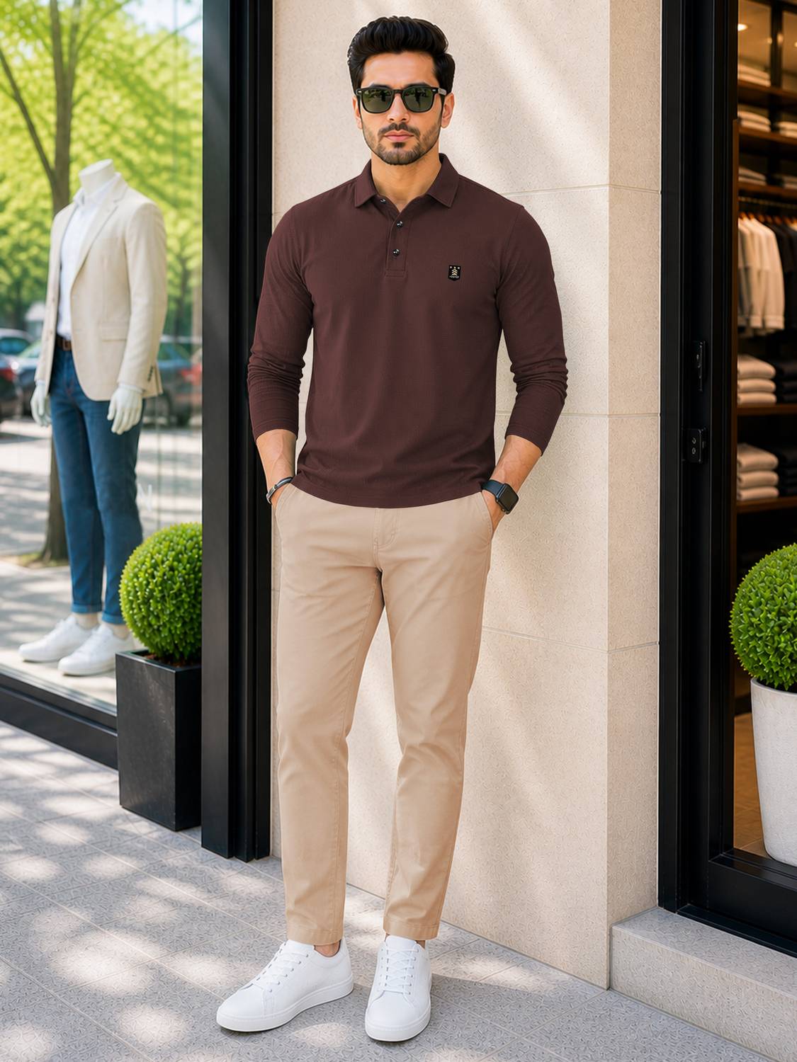 VeBNoR Men Brown Polo Neck T-Shirt - Image 4