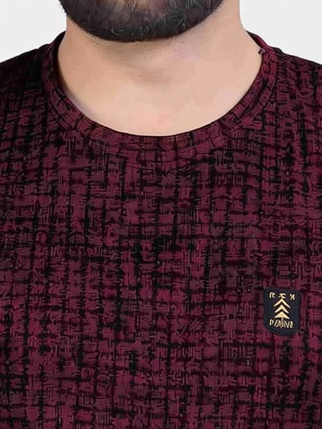 Image of HHFs Printed Men Round Neck Maroon T-Shirt
