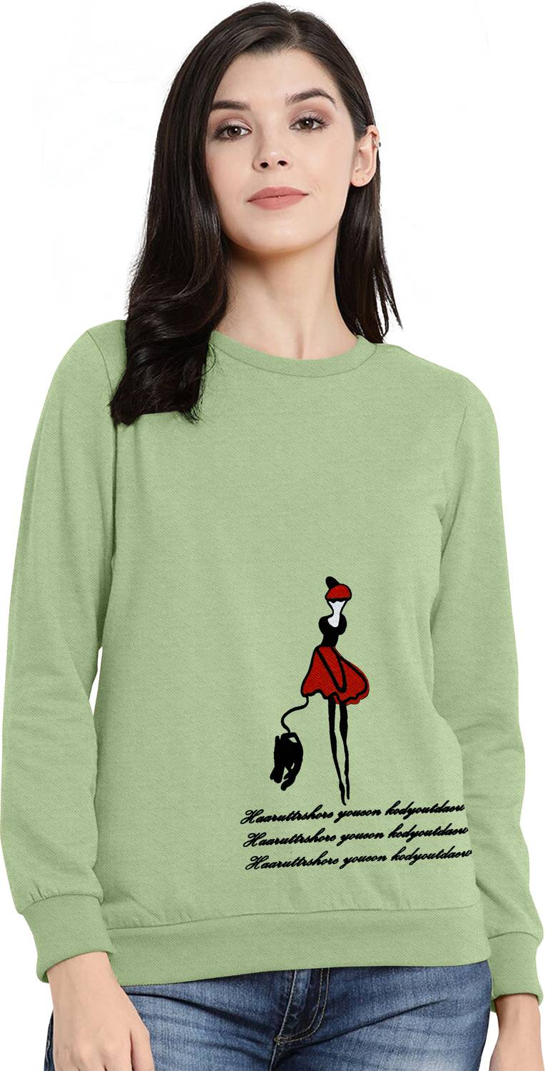 AASHANK Typography Women Crew Neck Light Green T-Shirt