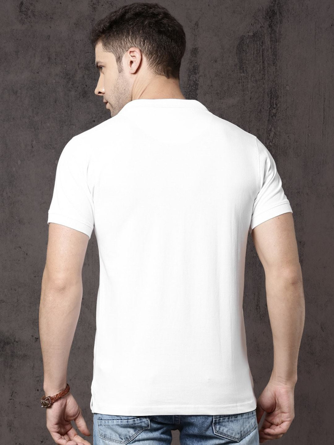 Image of Roadster Solid Men Polo Neck White T-Shirt