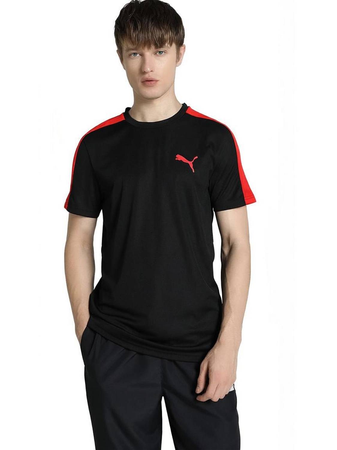 PUMA Men Black Crew Neck T-Shirt - Image 1