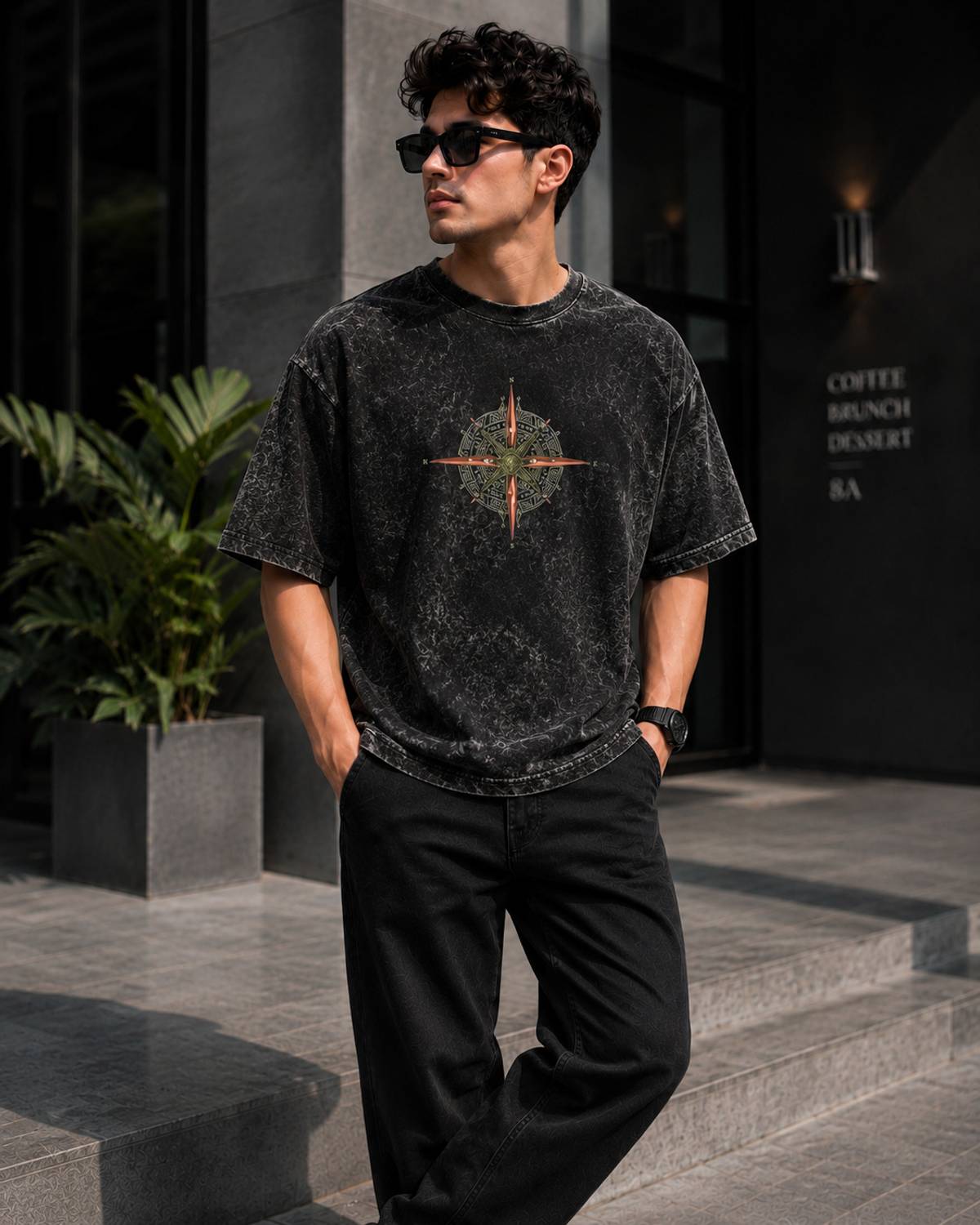 Rivento Graphic Print Black T-Shirt - Image 1
