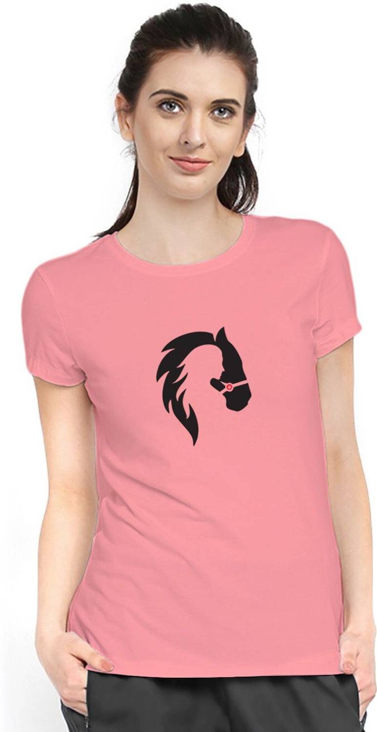 Stylimo Printed Women Round Neck Pink T-Shirt