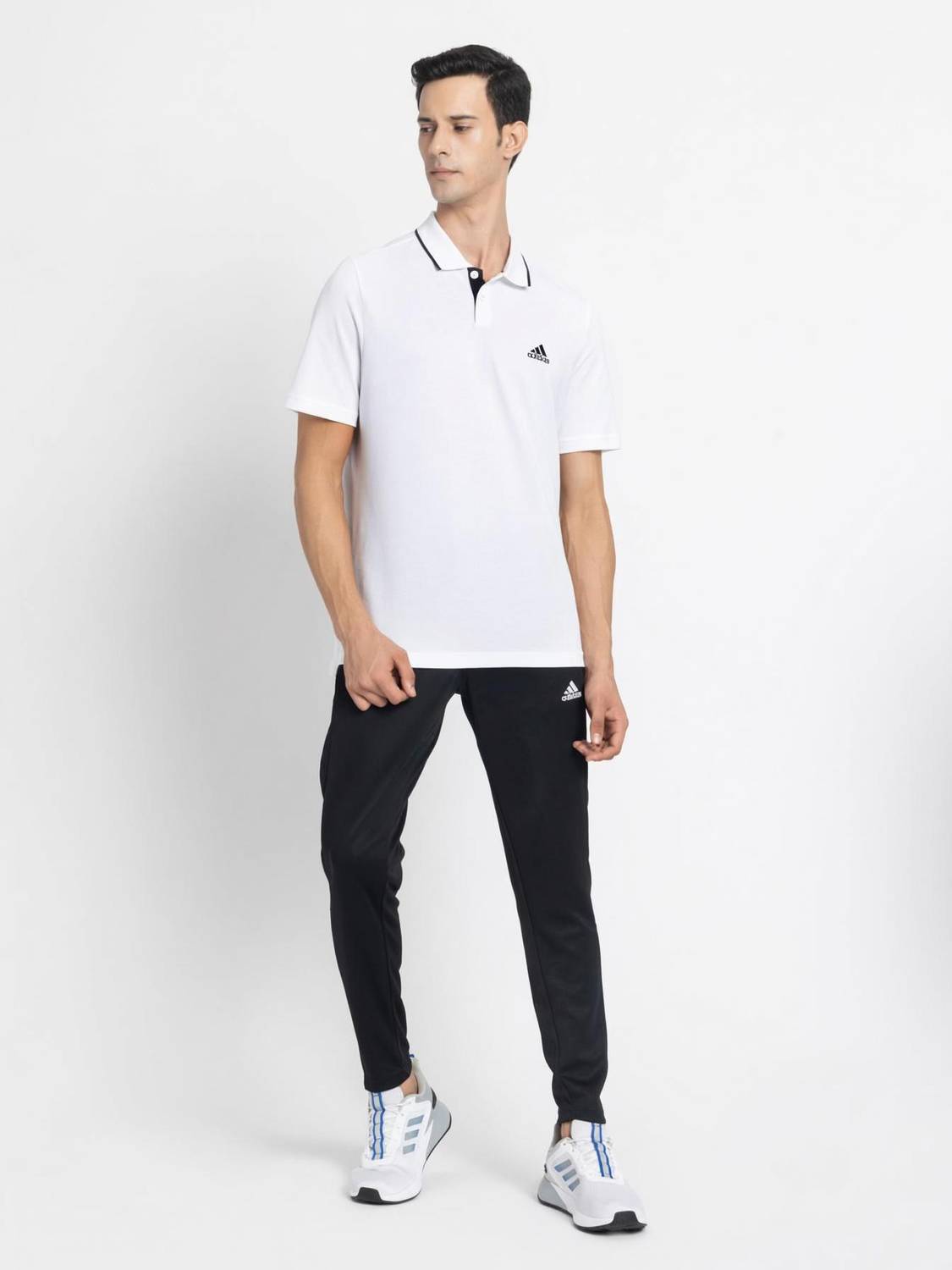ADIDAS Graphic Print Men Polo Neck White T-Shirt