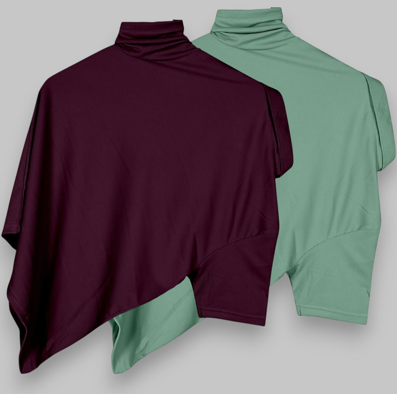 Image of PRAIZY Self Design Men Zip Neck Light Green, Purple T-Shirt