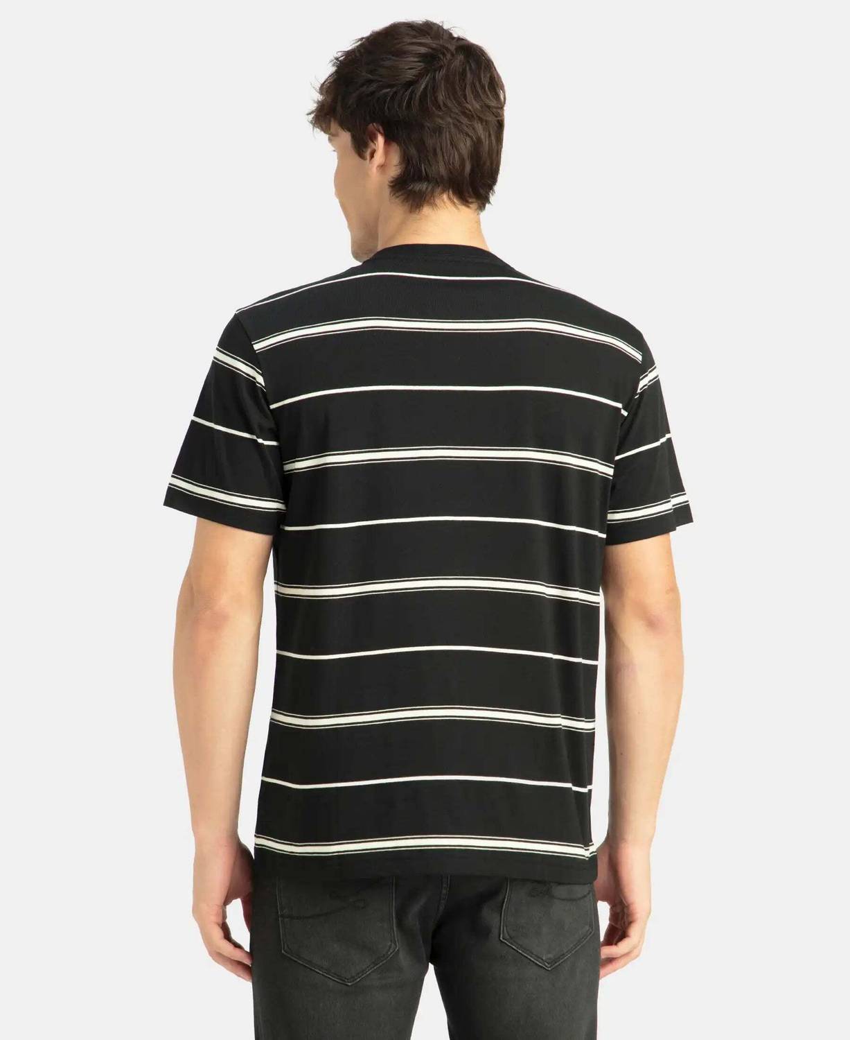 JOCKEY Striped Men Round Neck Black T-Shirt - Image 3