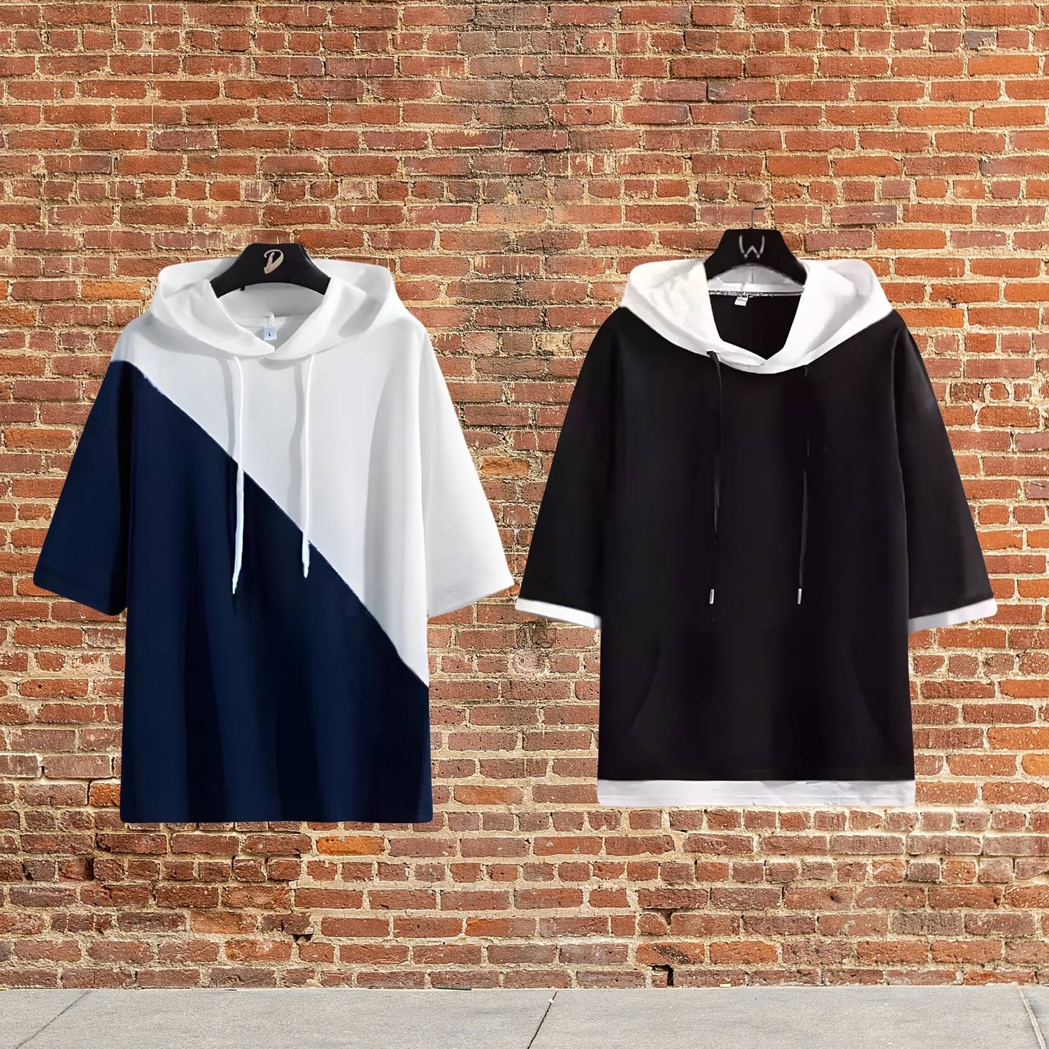 LILBITS Pack of 2 Men Colorblock Hooded Neck Cotton Blend Multico