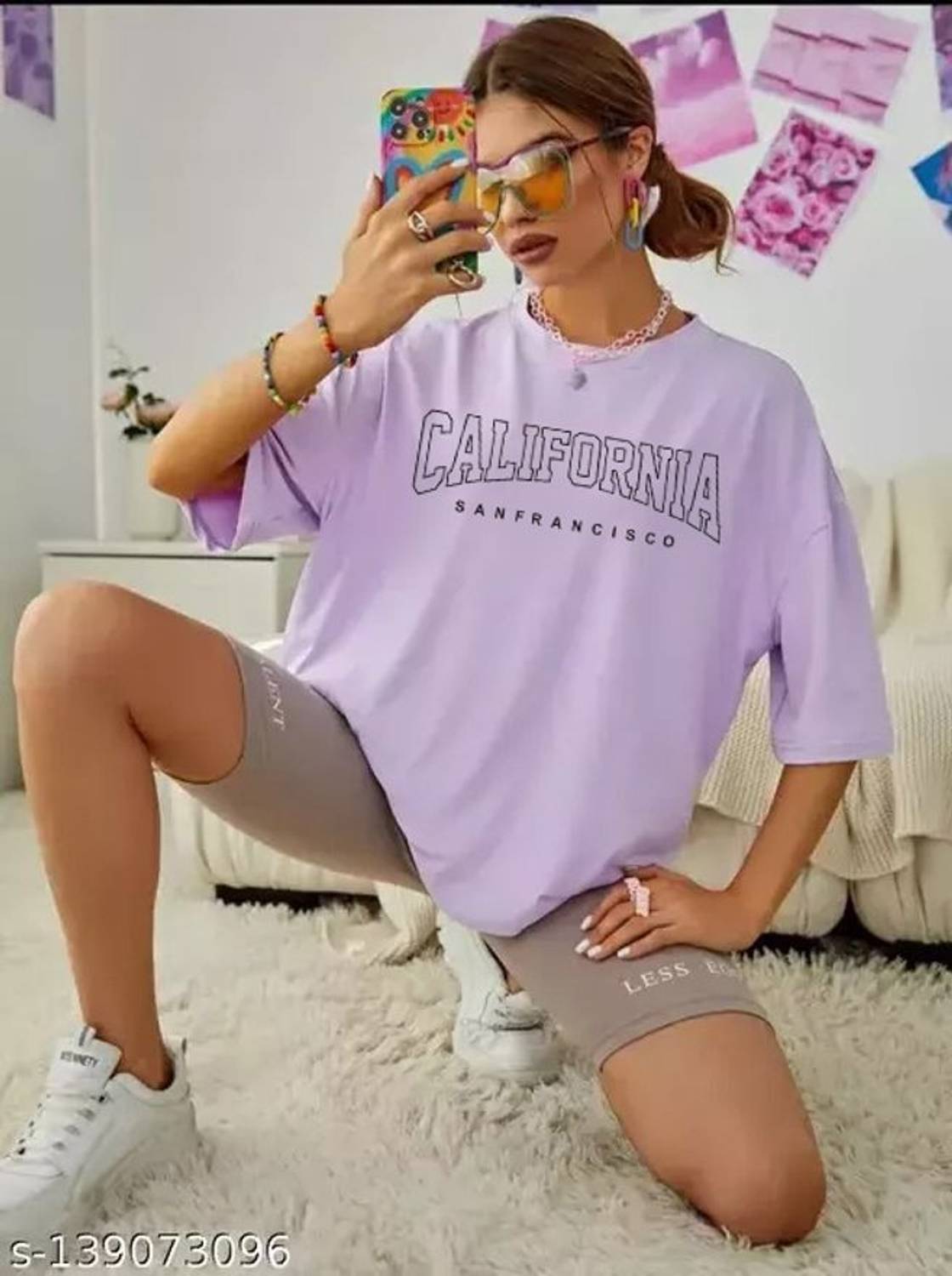 PersonaliTee Typography Women Round Neck Purple T-Shirt