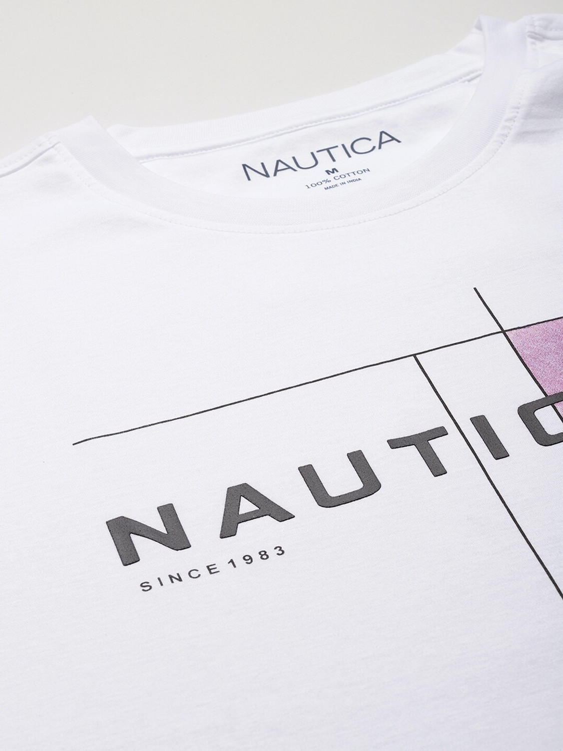 Image of NAUTICA Printed Men Round Neck White T-Shirt