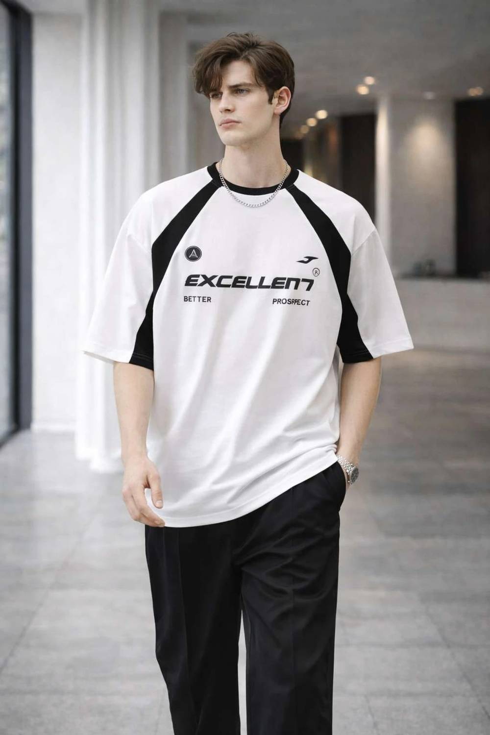MK Digital Graphic Print Men Round Neck White T-Shirt - Image 4