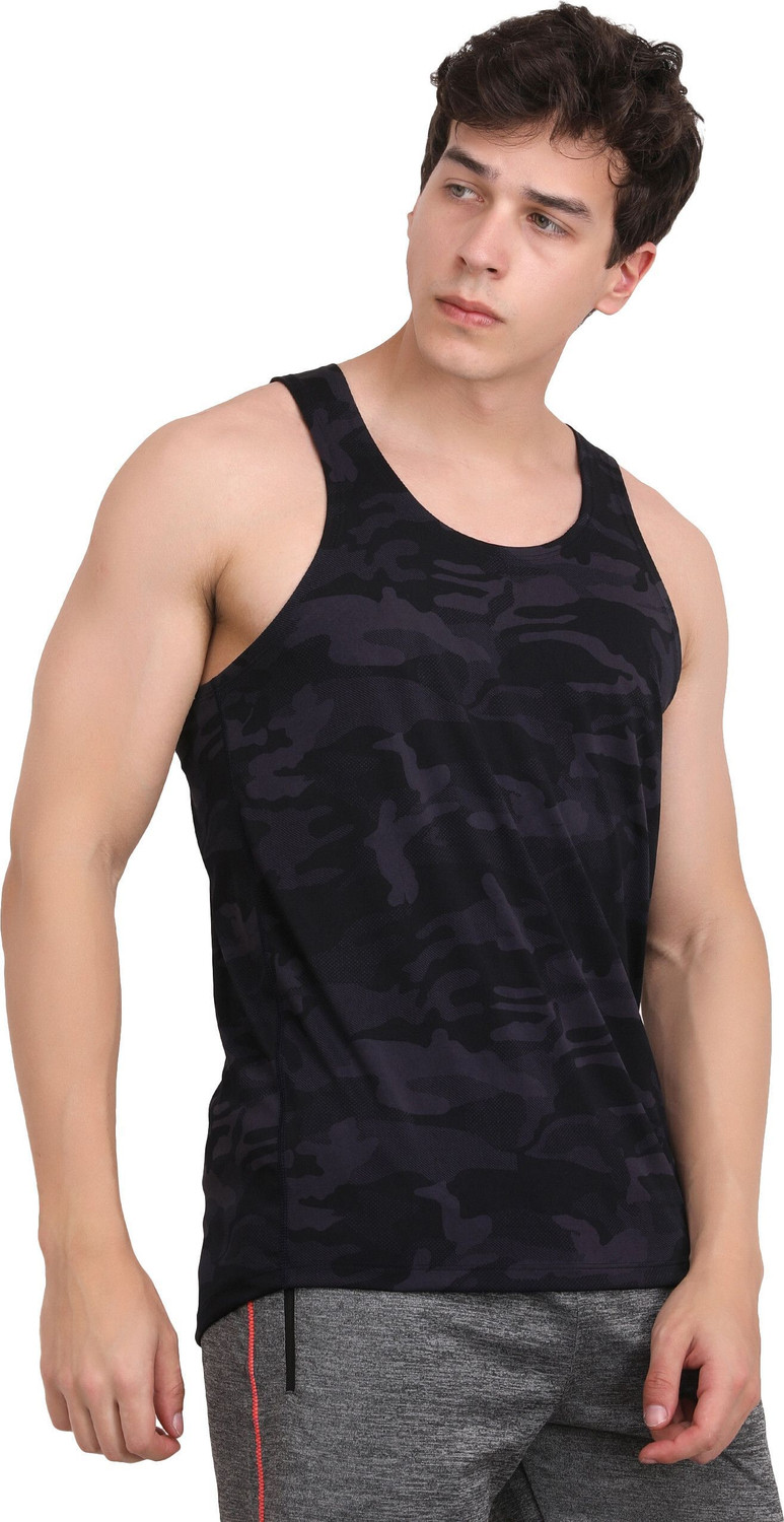Image of NINQ Solid, Printed Men Round Neck Dark Blue T-Shirt