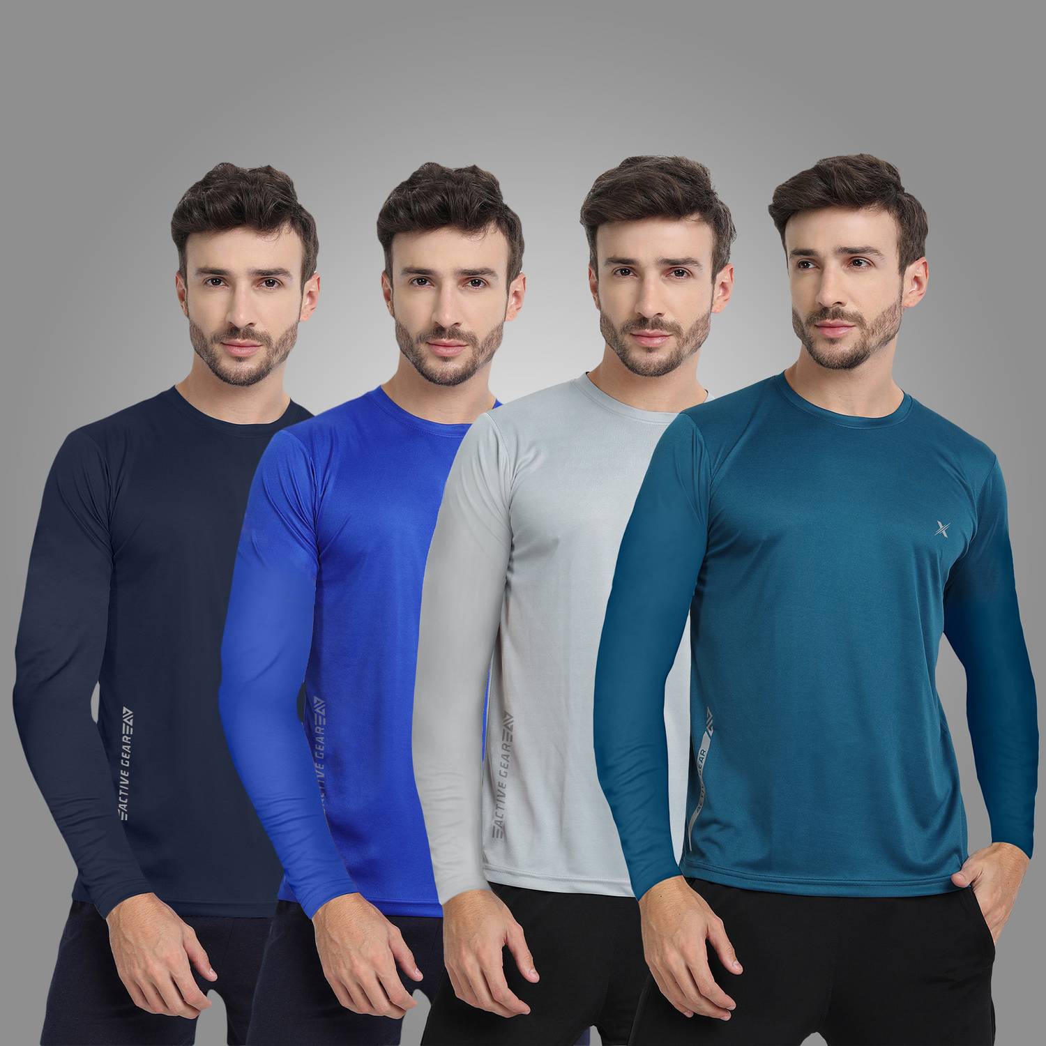 FTX Pack of 4 Men Solid Round Neck Polyester Multicolor T-Shirt