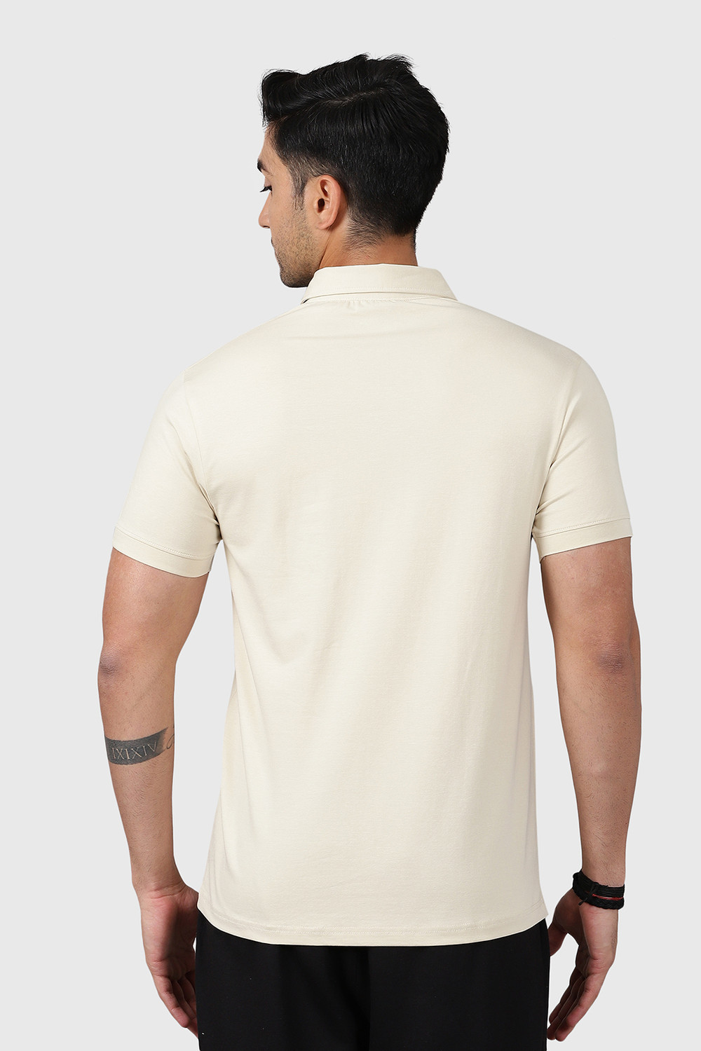 Image of FuaarK Solid Men Polo Neck Beige T-Shirt